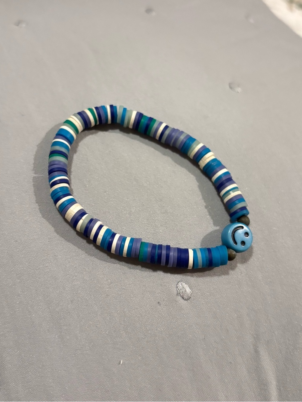 Blue Multicolor Beaded Smile Bracelet - Women Jewelry